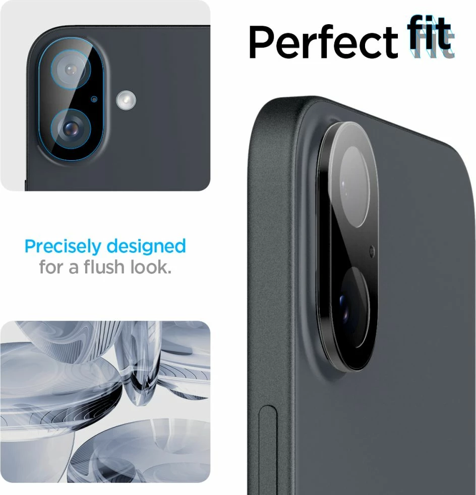 Mbrojtës lente kamere Spigen Optik Glas.Tr për iPhone 16/16 Plus, 2 copë, zi