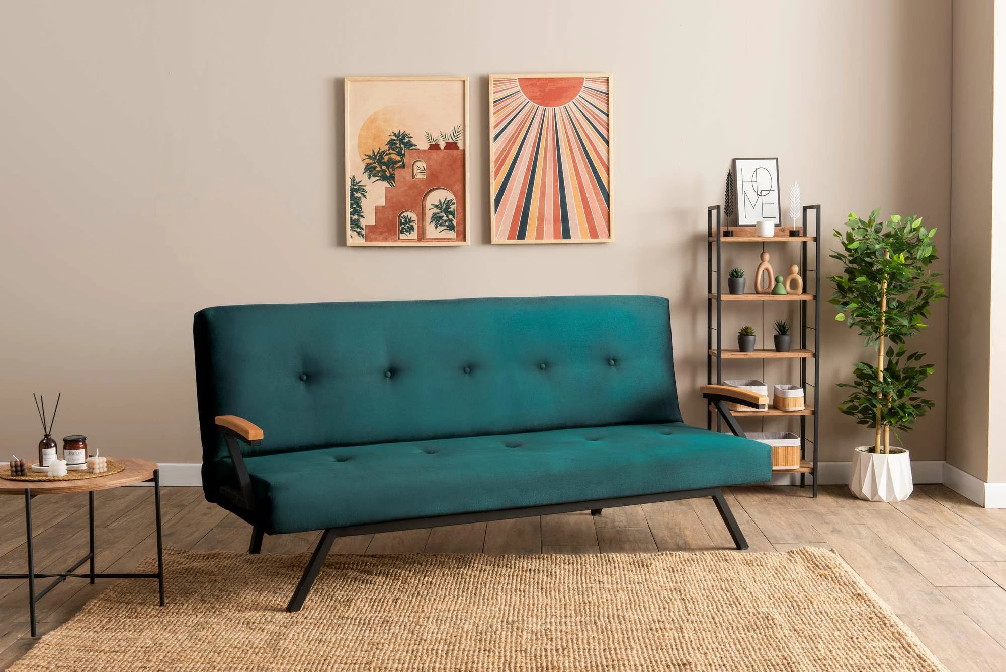 Divan-krevat 3 vende, Atelier del Sofa, ngjyrë jeshile petrol, Zven