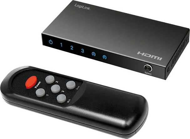 Switch HDMI LogiLink 3x1, 4K/60Hz, HDR, HDCP, me telekomandë, i zi