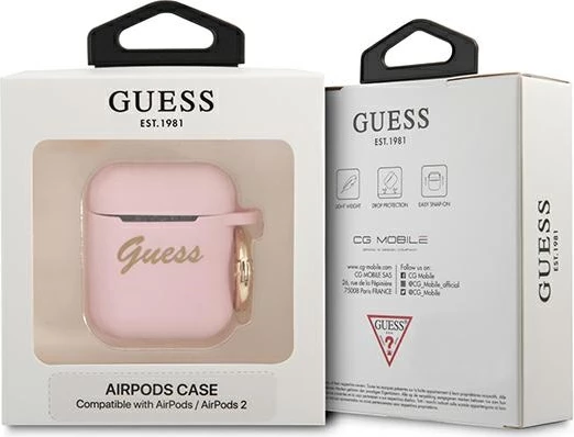 Mbështjellës Guess për AirPods 1/2, silikon, rozë