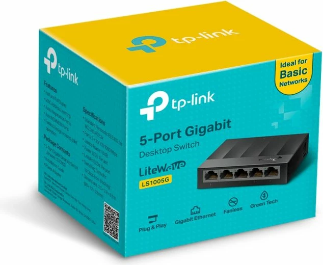 Switch TP-LINK LS1005G, 5 porta Gigabit, e zezë