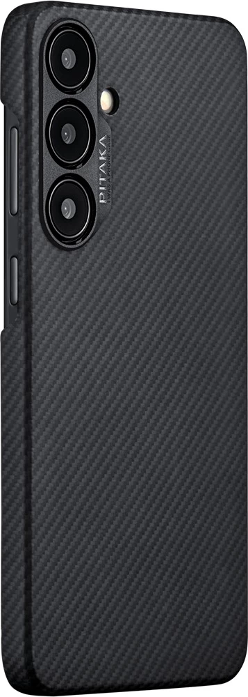 Mbështjellës Pitaka MagEZ Case 4 për Samsung Galaxy S24 Plus, aramid fiber, MagSafe, ultra i hollë 0.95 mm, i zi/hiri (Twill) 8