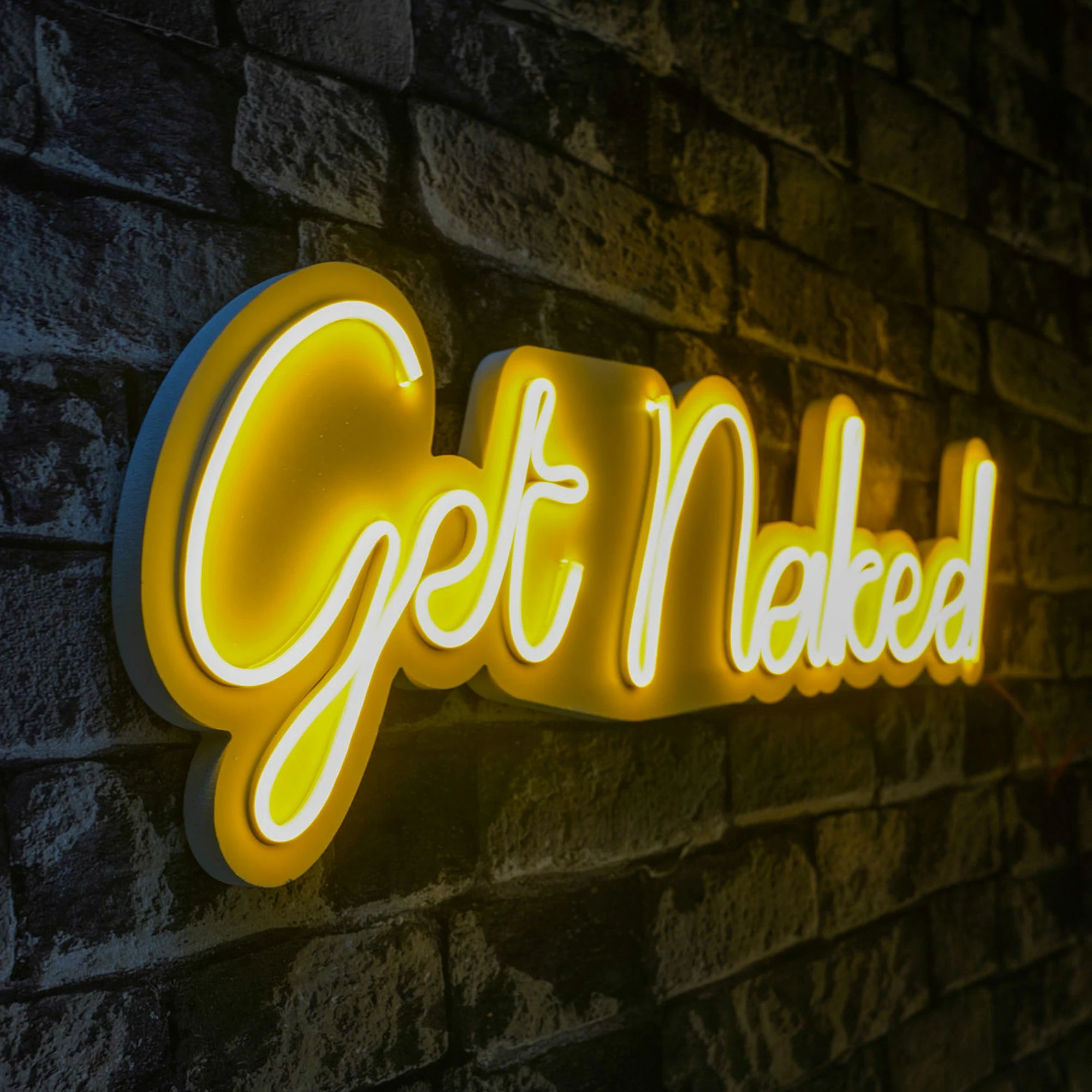 Dritë dekorative murale LED, plastikë, 'Get Naked', ngjyrë e verdhë