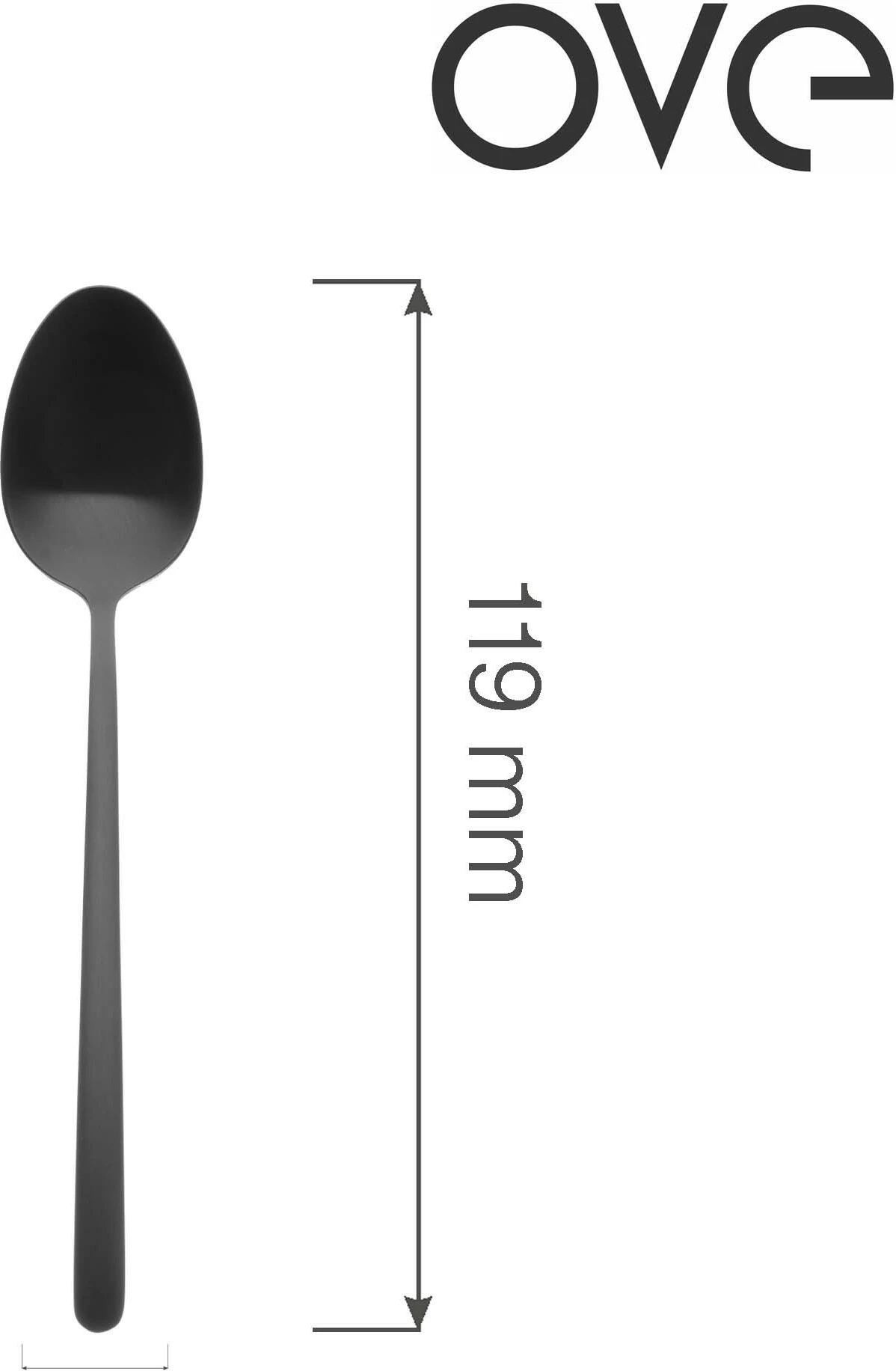 Lugë kafeje OVE Amarone 119 mm çelik inox 18/10 set 12 copë, e zezë