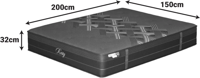 Dyshek Resty me susta xhepi, euro top, njëanësh, 150x200cm, 32cm i lartë, ngjyrë gri