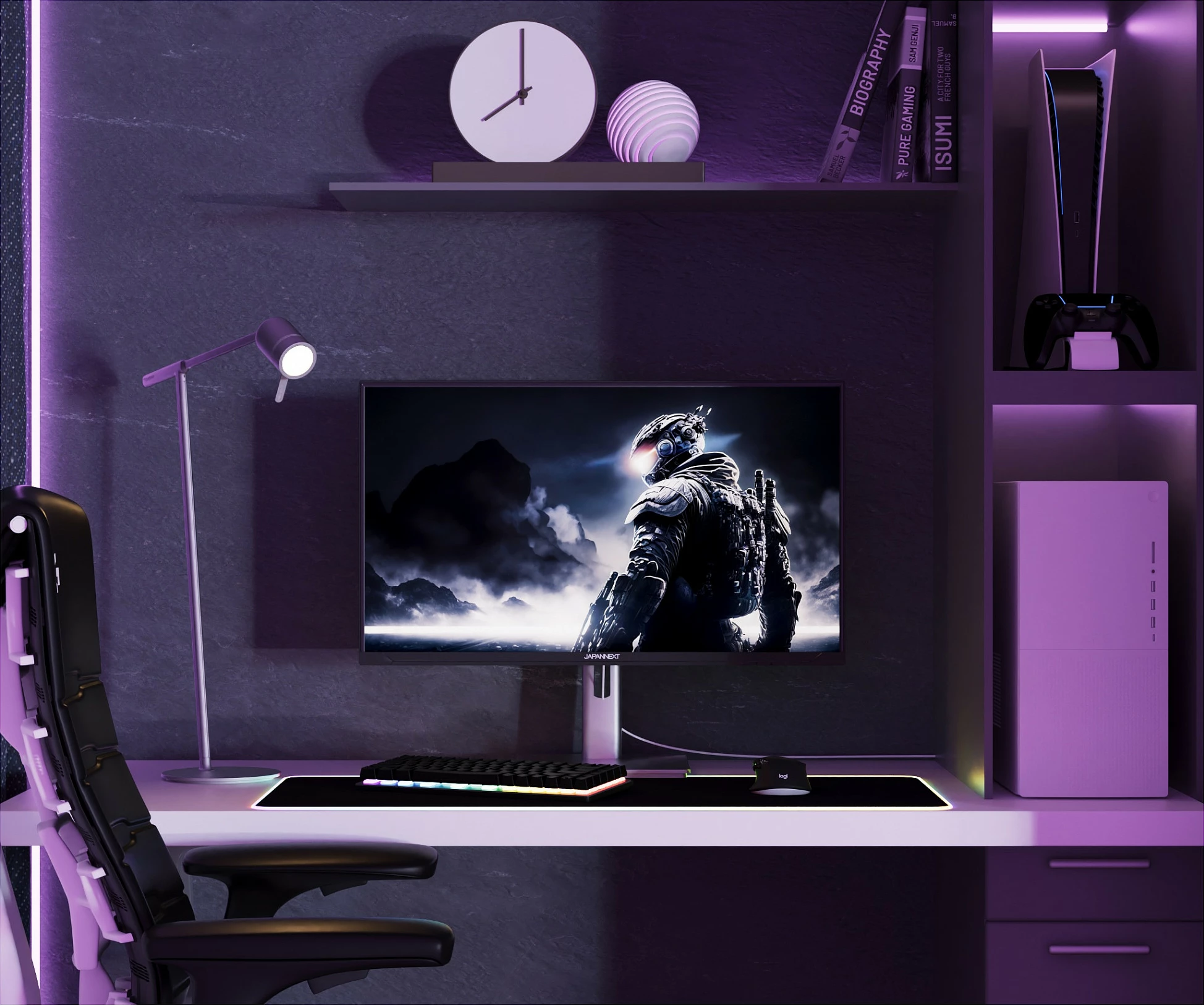Monitor gaming JapanNext 27" Full HD 1920x1080, FreeSync, altoparlantë, zi/argjendtë