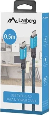 Kabllo Lanberg USB-C, 0.5 m, e kaltër