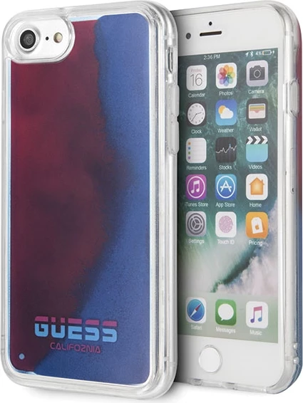 Mbështjellës Guess California Glow in the dark për iPhone 7/8/SE 2020, Kuq