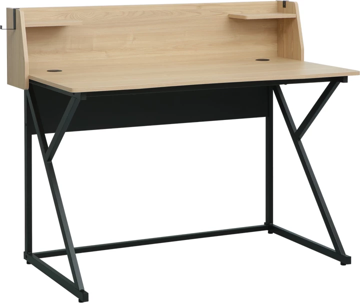 Tavolinë pune Spaco, ngjyrë natyrale, këmbë metalike të zeza, 123x61.5x100.5cm