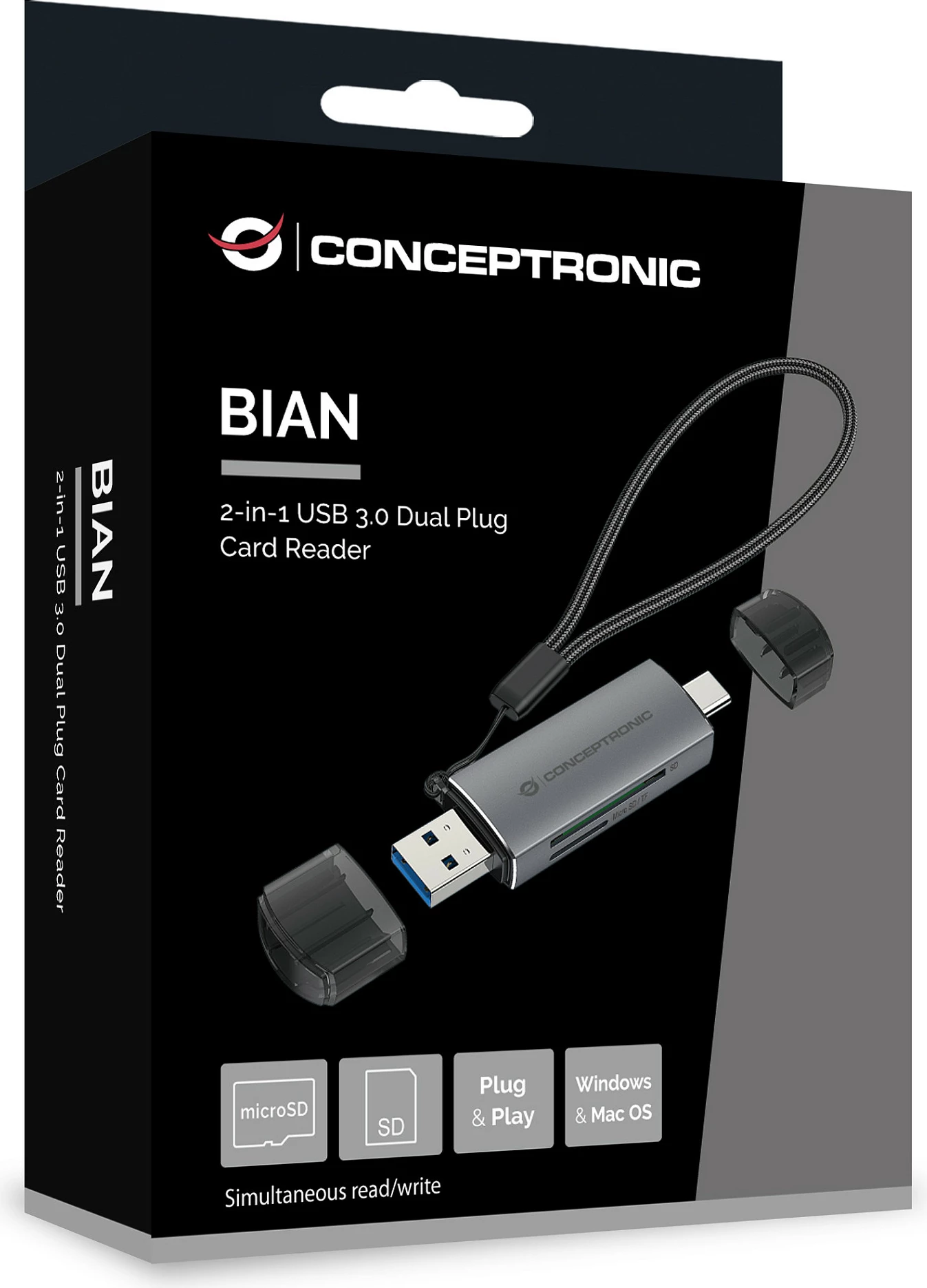 Lexues kartelash Conceptronic USB 3.2 Gen1 USB-A/USB-C, SD/microSD, 5Gbps, gri