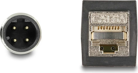Kabllo industriale Ethernet DeLOCK M12 D-coded 4-pin mashkull në RJ45 femër, 0.5 m, PUR/TPU, e gjelbër