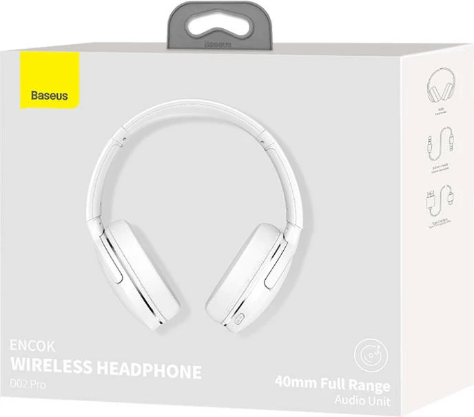 Kufje pa tela Baseus Encok D02 Pro NGTD010302, Bluetooth 5.3, 40mm, 40 orë, USB-C, të bardha