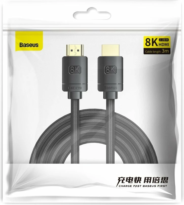 Kabllo HDMI Baseus CAKGQ-L01, 3m, 8K, 48Gbps, e zezë
