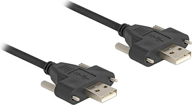 Kabllo USB DeLOCK USB 2.0 Type-A mashkull në mashkull, 1 m, me vida 30 mm, e zezë