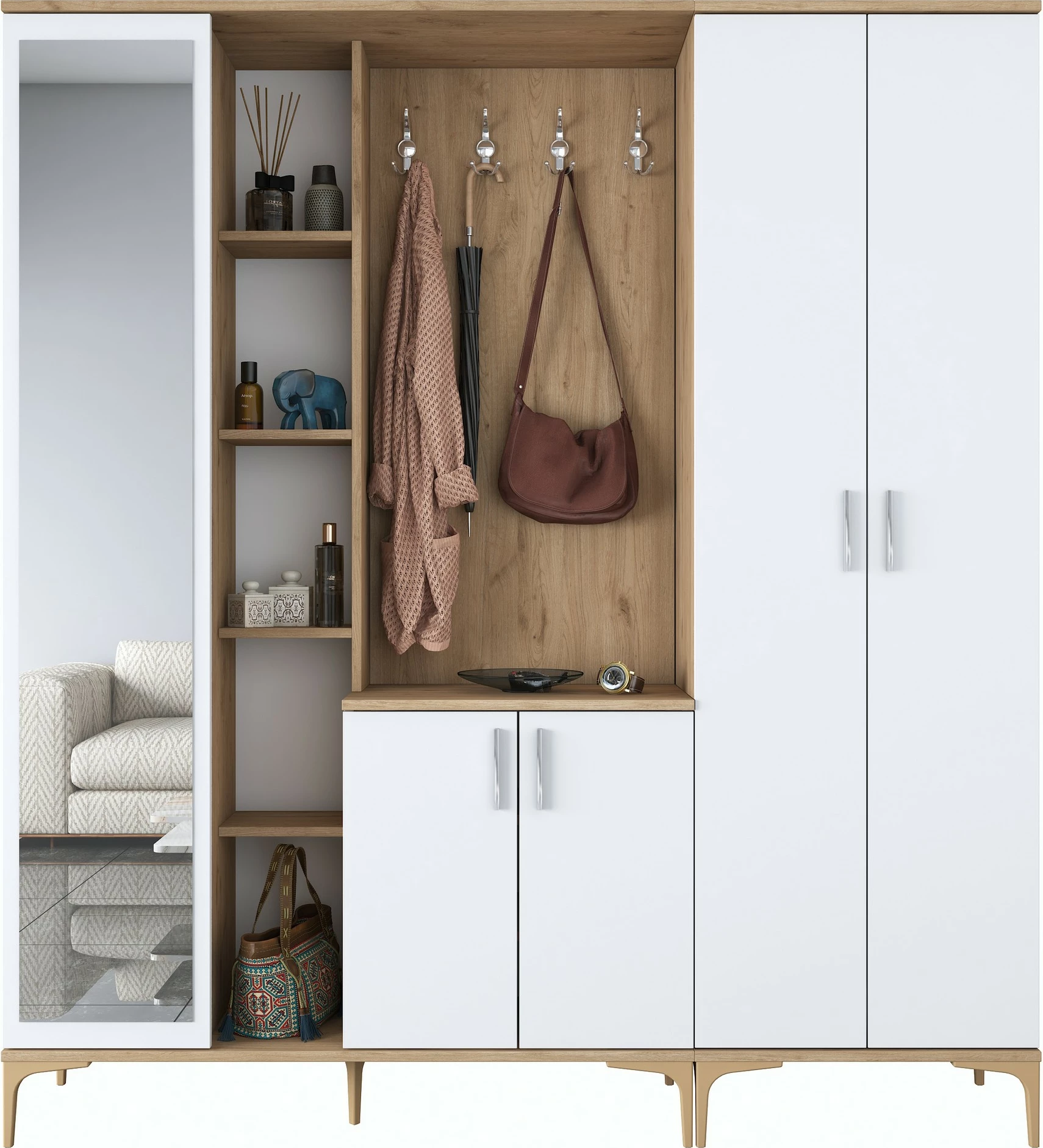 Stendë korridori Hanah Home, EA131 - 2801, ngjyrë arrë dhe e bardhë