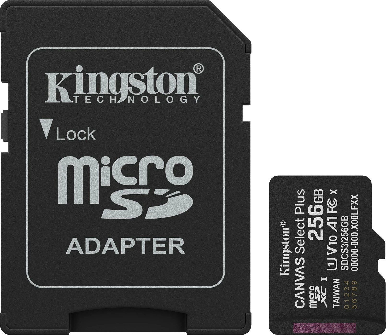 Kartelë memorie Kingston Canvas Select Plus 256GB microSDXC me adapter, e zezë