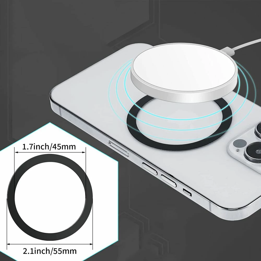 Unaza magnetike MagSafe Tech-Protect MagMat, set 2 copë, e zezë / argjendtë