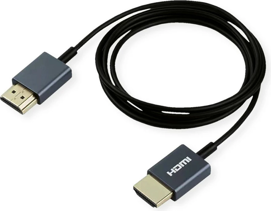 Kabllo HDMI ROLINE 4K Ultra HD 2 m, HDMI 2.0, ultra-slim, Ethernet/HDR, e zezë