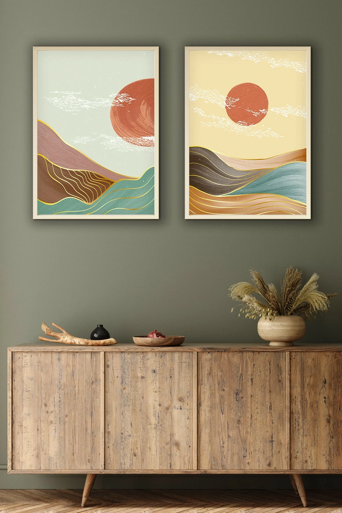 Pikturë dekorative me kornizë, 2 copë, MDF, Wallity, Huhu154, 50x35cm