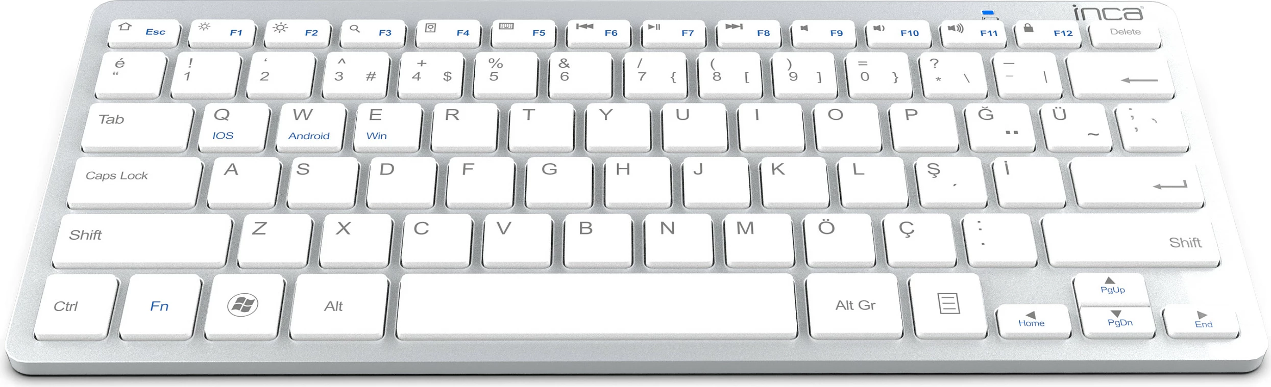 Tastierë Inca IBK-569BT, Bluetooth 3.0, ultrat e hollë, multimedia, 10m, argjendtë