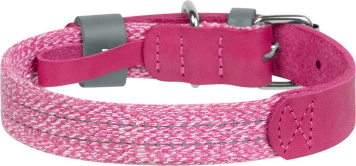 Qafore qenësh Waudog Classic, M, lëkurë natyrale dhe pambuk i ricikluar, rozë