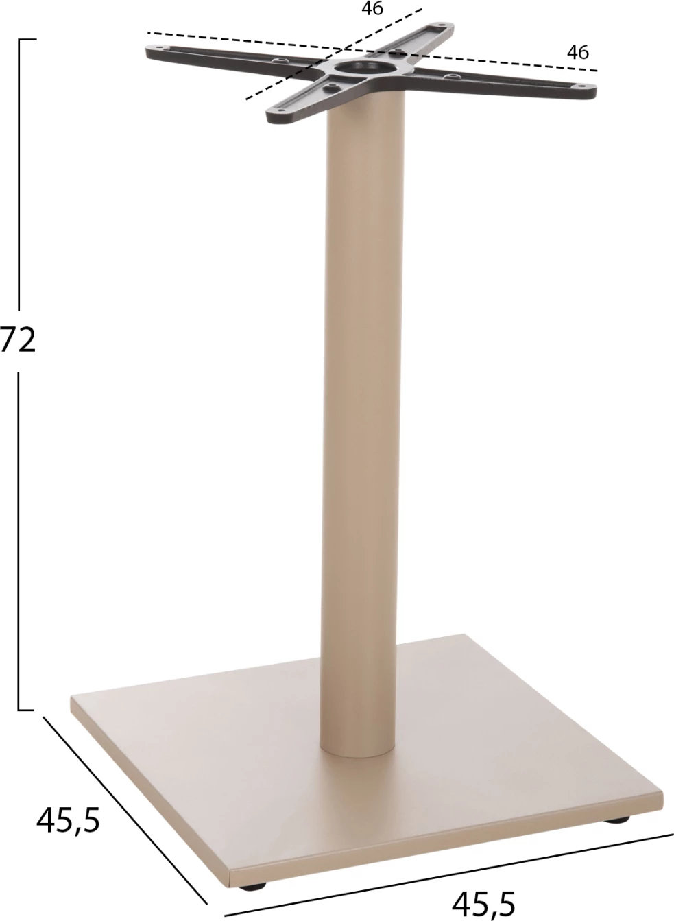 Këmbë tavoline alumini, ngjyrë kapuçino, FH475.25, 46x46x72cm