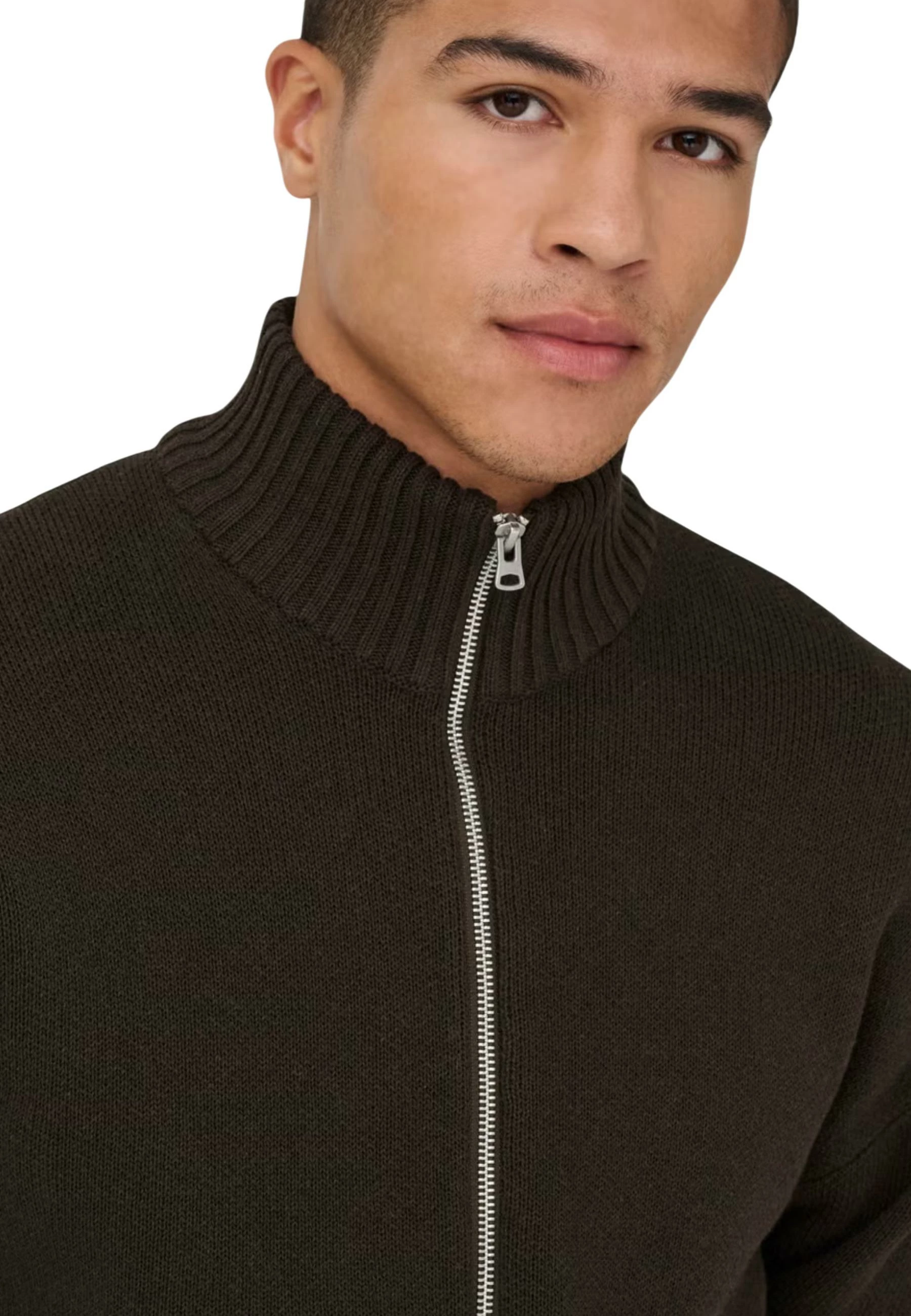 Xhemper kardigan për meshkuj Only & Sons Onsblake DS High Neck 22035808, kafe [Madhësia: XL]
