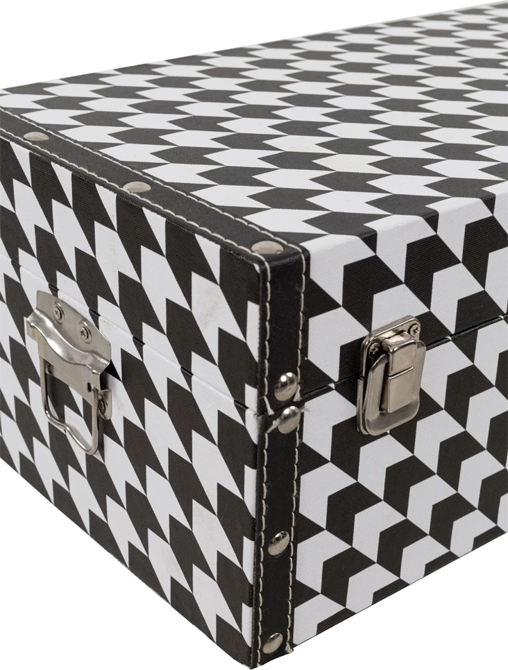 Set katër sanduqesh Ferre, e zezë dhe e bardhë, 64x40x40