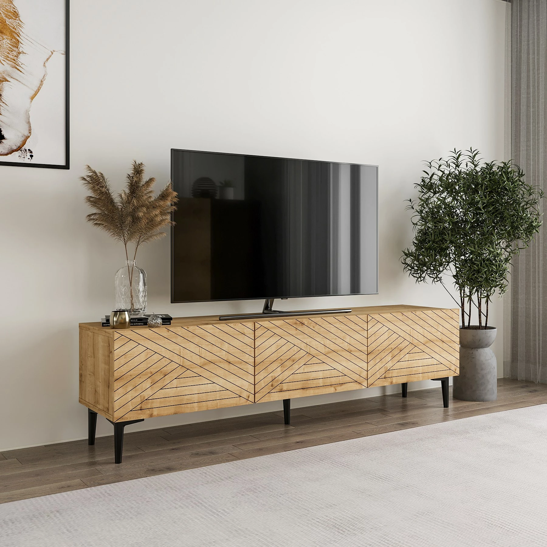 Komodë TV Skye Decor, ngjyrë lisi safir, Felix