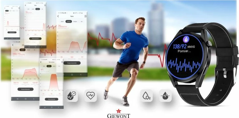 Smartwatch Giewont për meshkuj, i zi