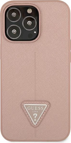 Mbështjellës Guess SaffianoTriangle Logo për iPhone 14 Pro Max 6.7", Rozë