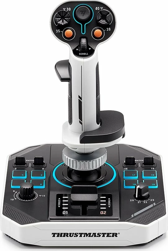 Joystick Thrustmaster Sol-R 1 Flightstick 2960920, 44 butona, me kabllo, për PC, RGB, bardhë/zi