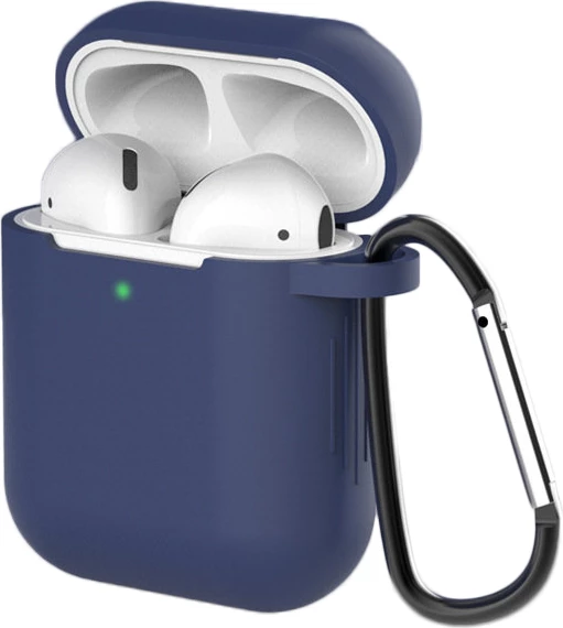 Mbështjellës Hurtel për AirPods 1/2 me karabiner, silikon, Blu