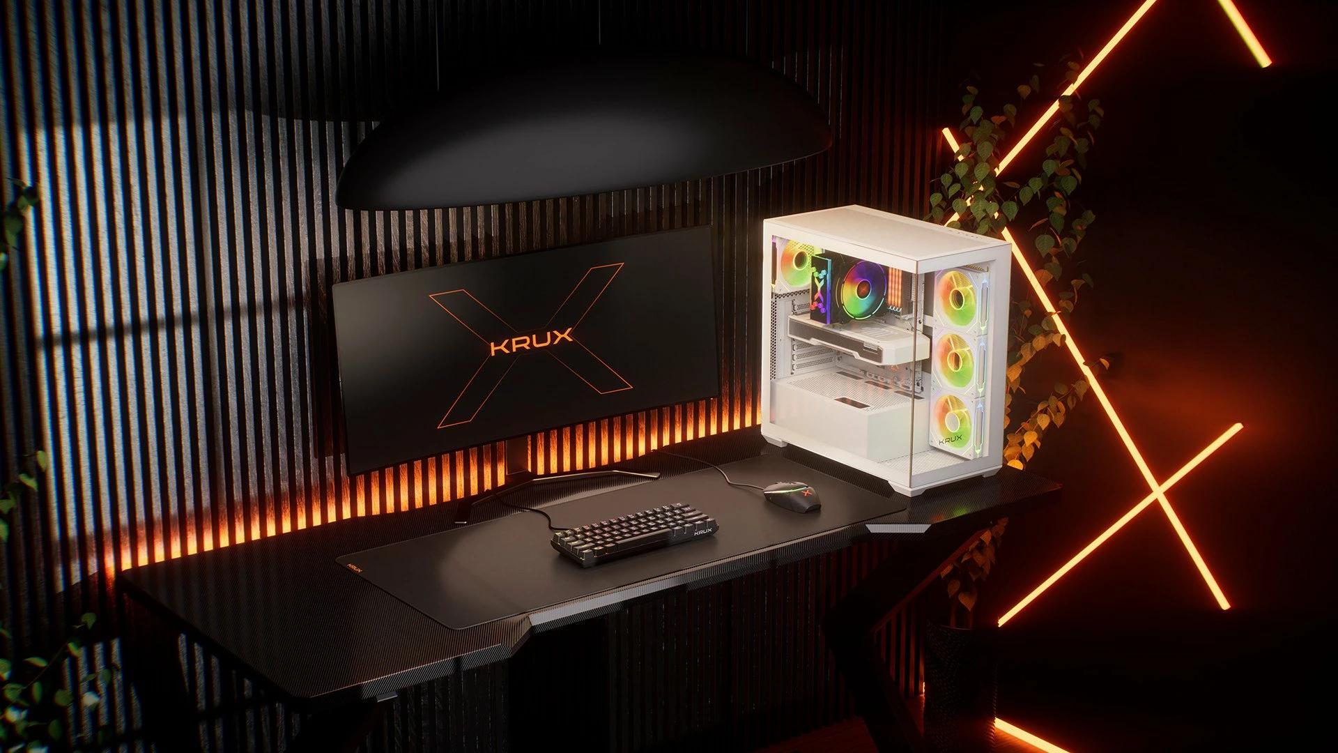 Kasë Krux Exo RGB KRXD009 Midi Tower, ATX/mATX/Mini-ITX, x4 120mm ARGB fan, x2 USB 3.0 + USB-C, e bardhë