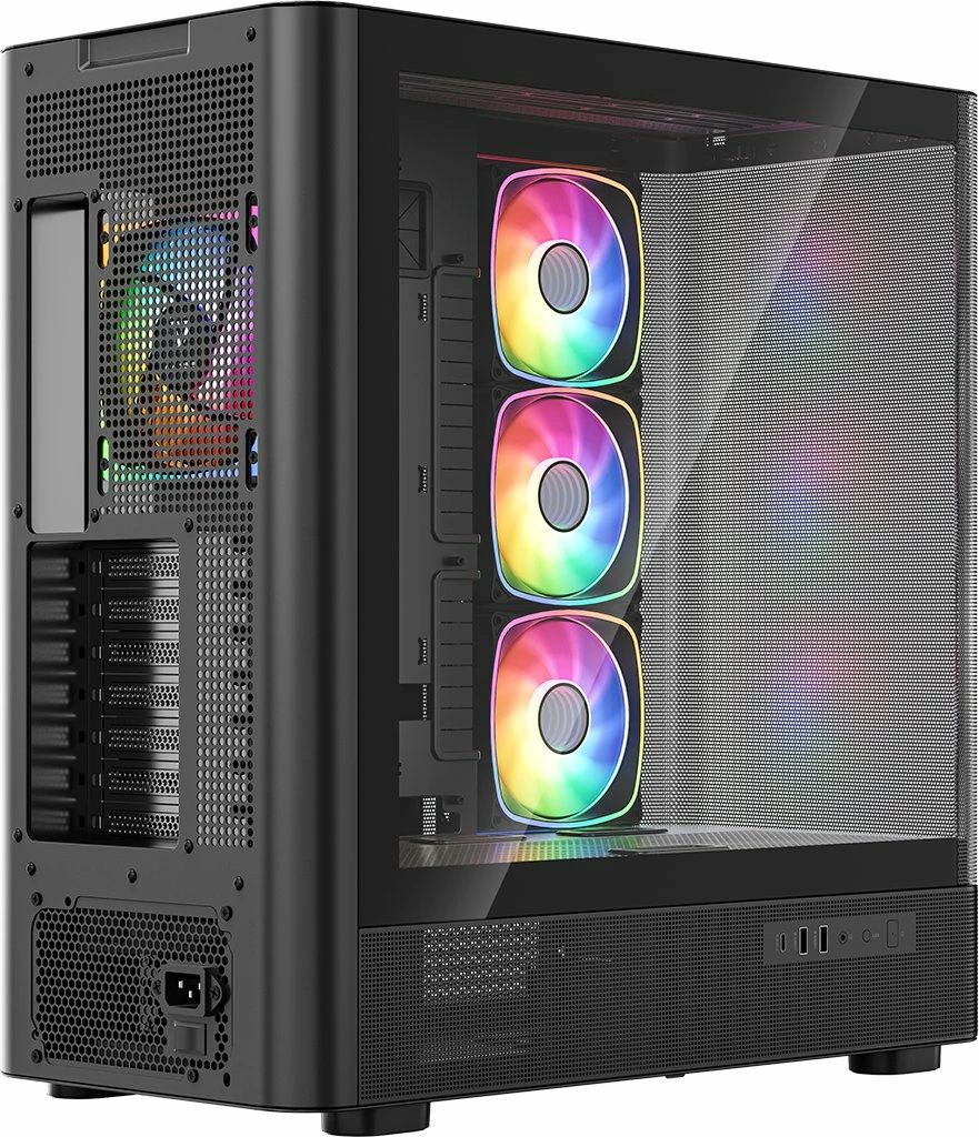 Kasë Modecom Volcano AQ500 ARGB Midi Tower (MC-A-AQ500-4FA-B), 4x120mm ARGB, USB-C, e zezë