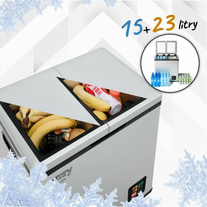 Ftohës portativ me kompresor CAMRY CR8076 38 L, dy ndarje (15 L + 23 L), deri -20°C, gri
