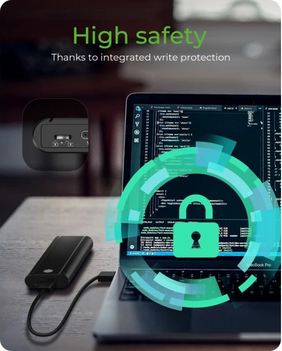 Kasë eksternë për SSD M.2 NVMe ICYBOX IB-1807MT-C31, USB-C 3.2 Gen 2 10Gbps, me write protection, 2230-2280, deri 2TB, e zezë