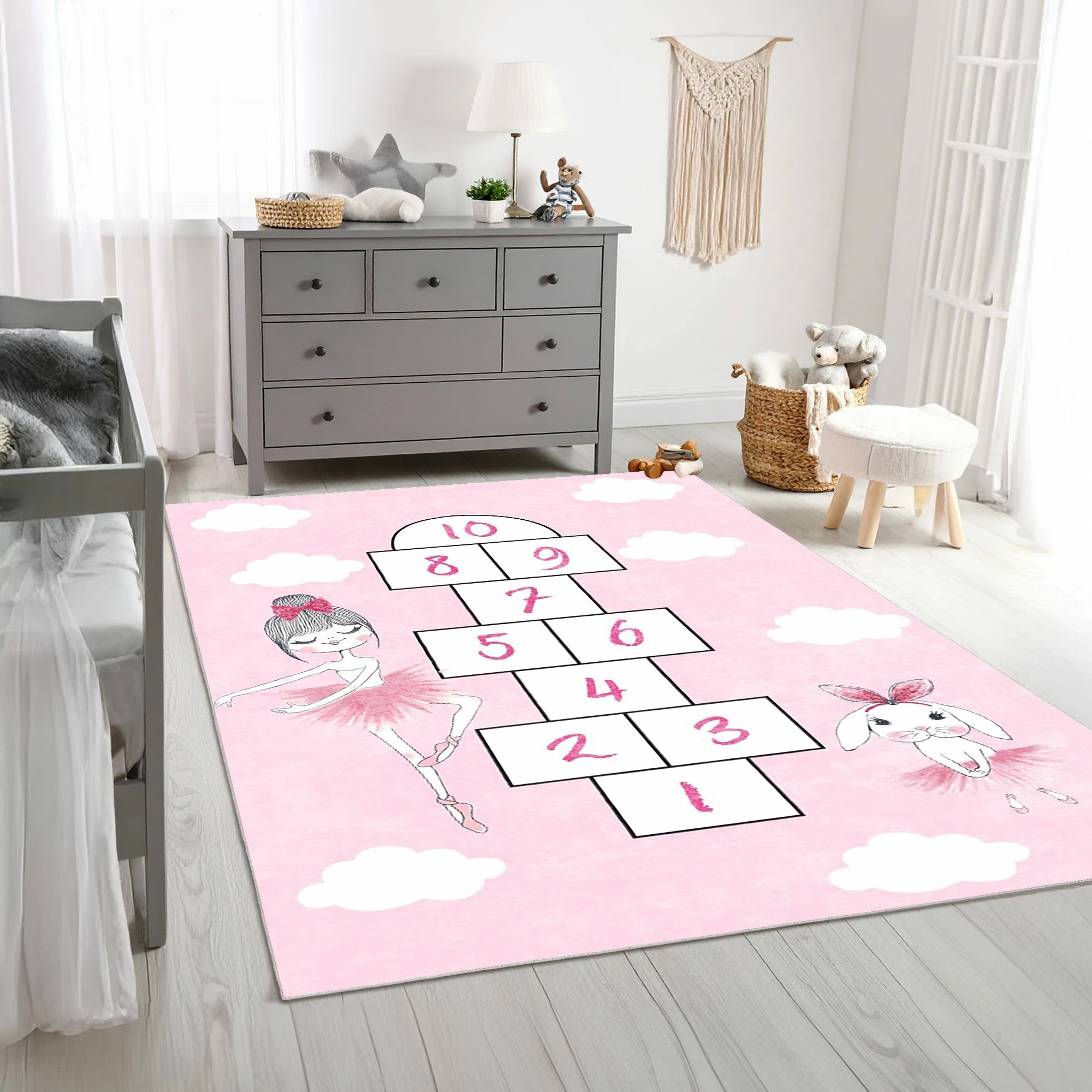 Qilim për fëmijë, dizajn hopscotch, shumëngjyrësh, 120x180cm, Eexfab746