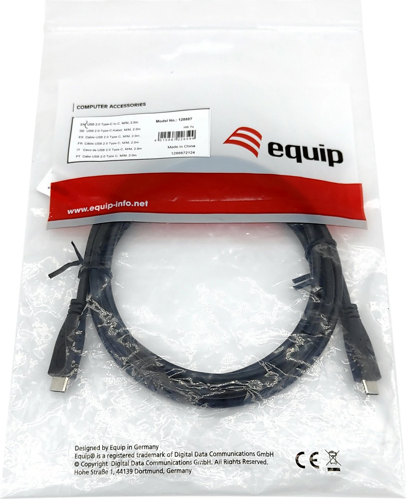 Kabllo USB Type-C në Type-C Equip 2m, USB 2.0, e zezë