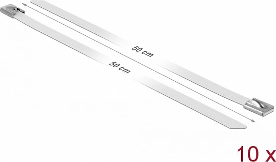 Lidhëse kabllosh inox DeLOCK 18824, 500 mm, 7.9 mm, 10 copë, të bardha