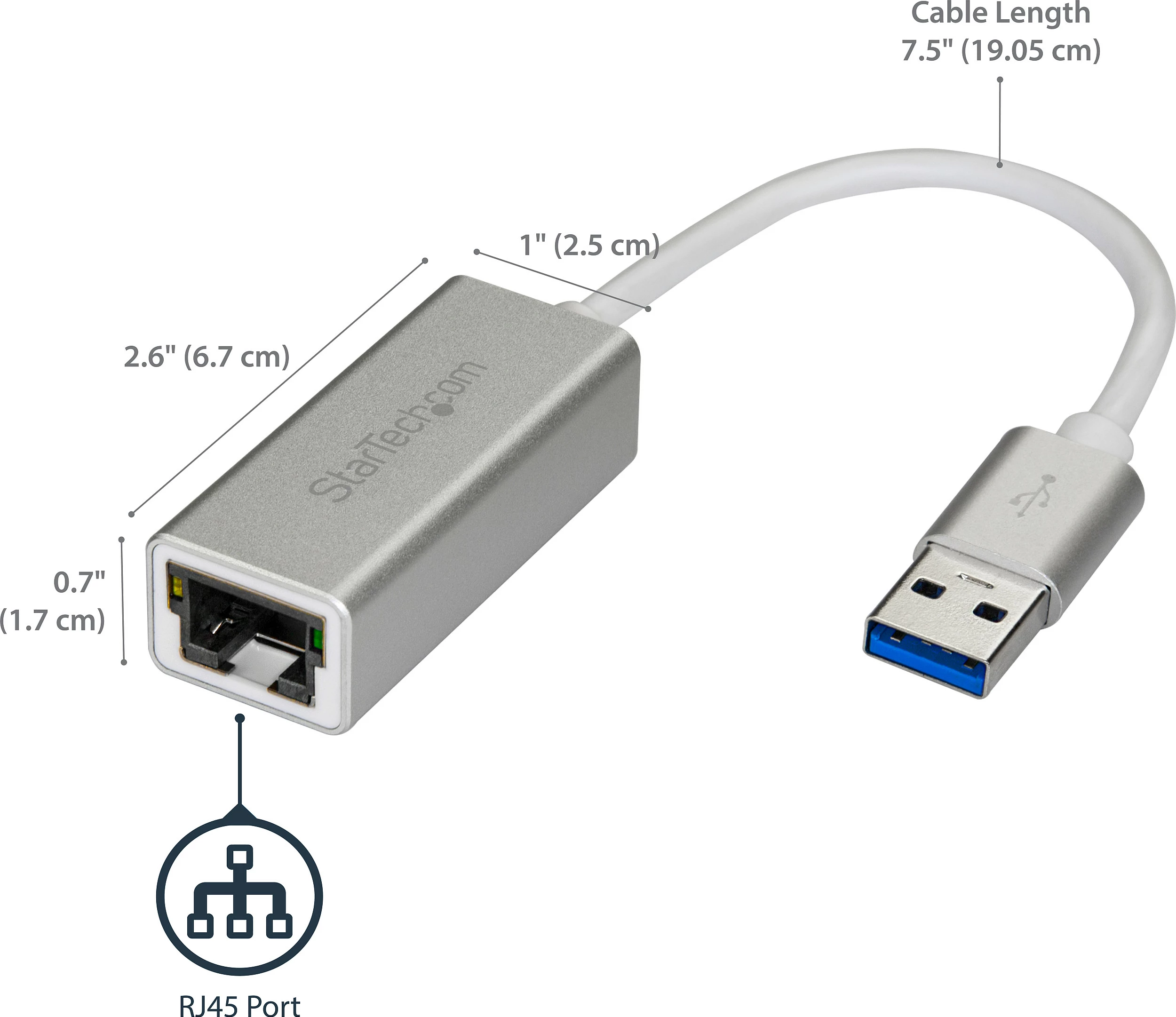 Adapter rrjeti USB 3.0 në Gigabit Ethernet StarTech USB31000SA, RJ-45, argjendtë