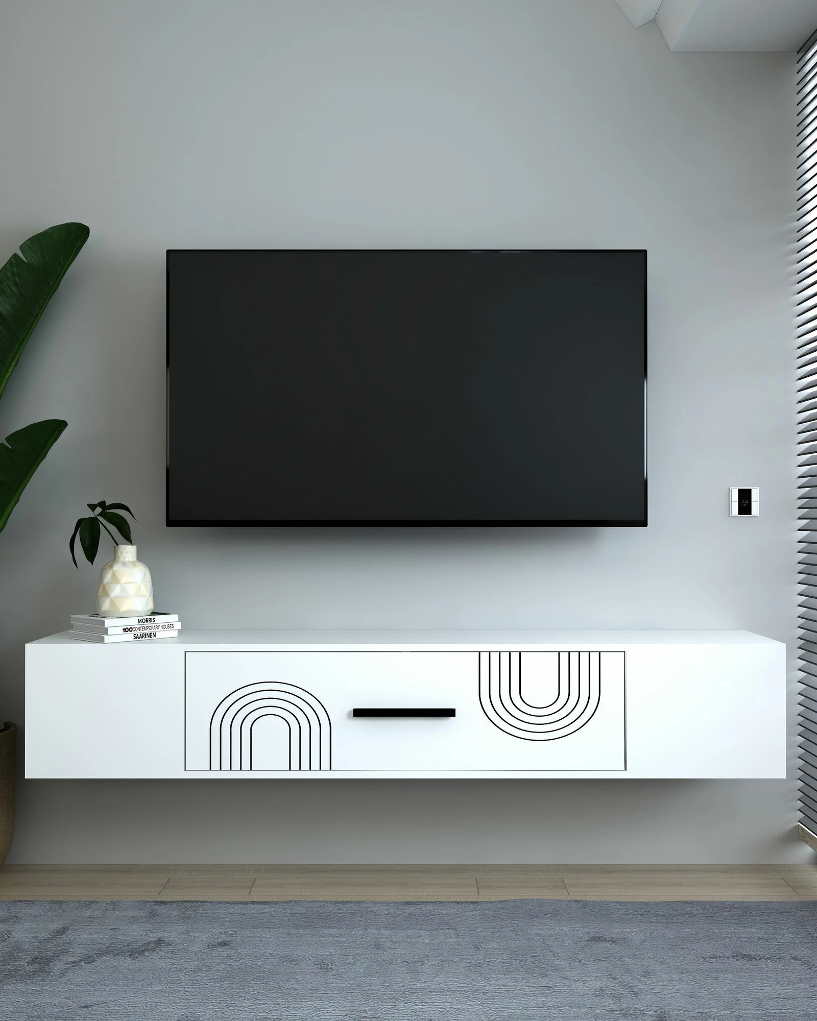Komodë TV Skye Decor, Kodaks L2, e bardhë