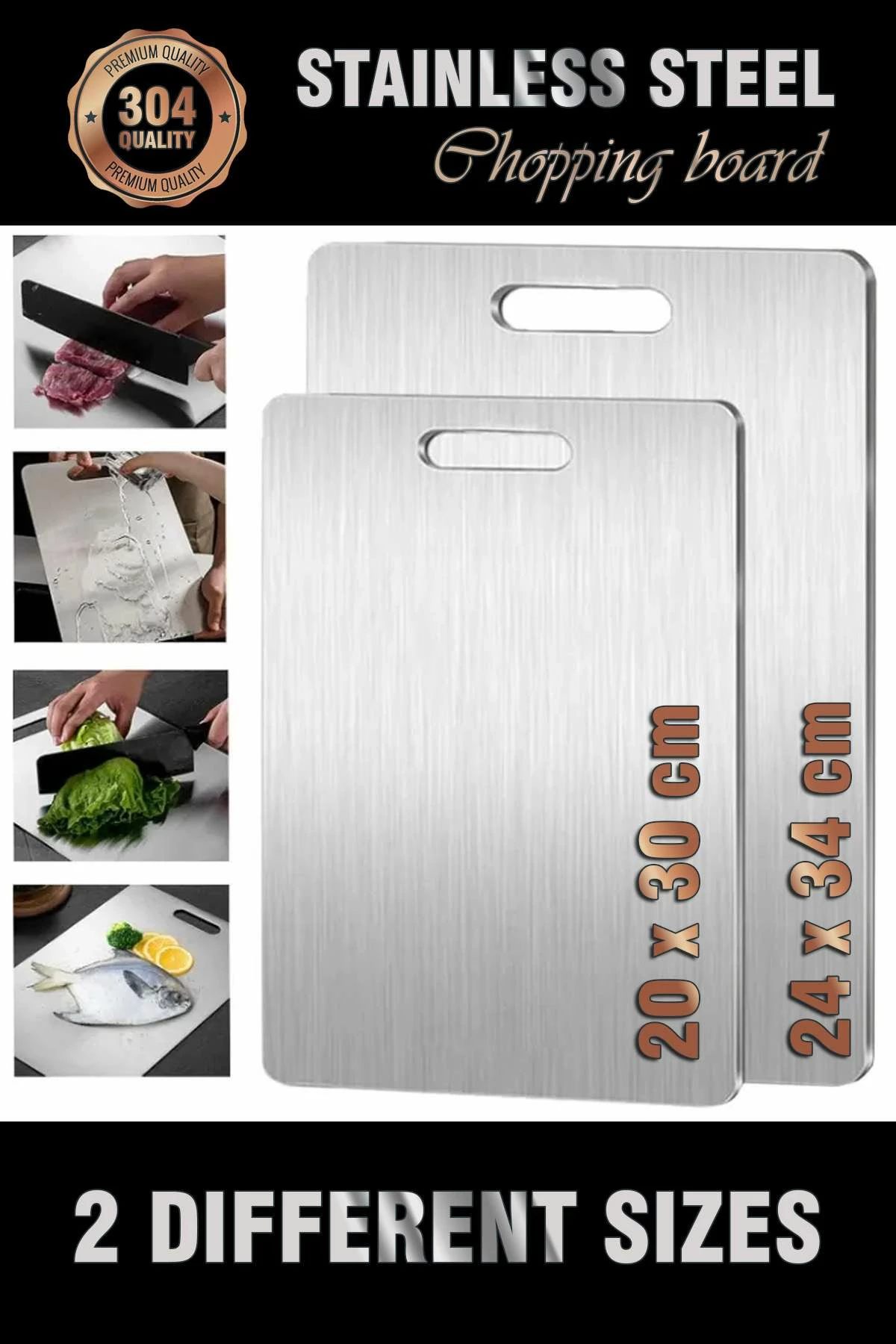 Set dërrasash për prerje, inox, 2 copë, 24x34cm dhe 20x30cm