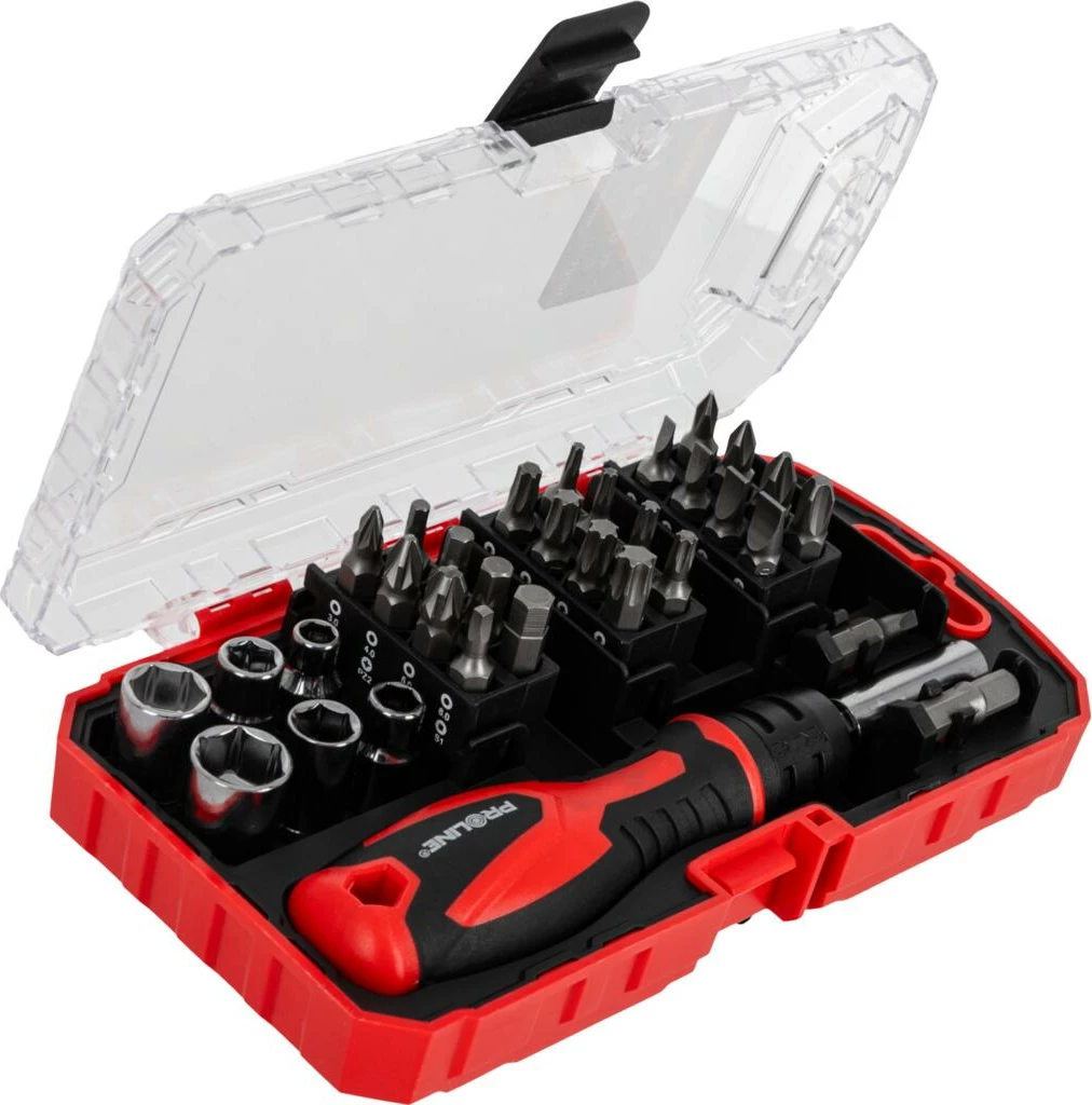 Set soketash dhe bitash me dorezë PROLINE 10721, 33 copë