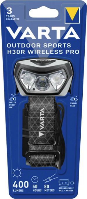 Llambë koke VARTA Outdoor Sports H30R Wireless Pro, 400 lm, IPX7, e zezë