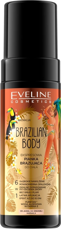 Shkumë vetë-ngjyrosëse për trup Eveline Cosmetics Brazilian Body Express për femra, 150ml