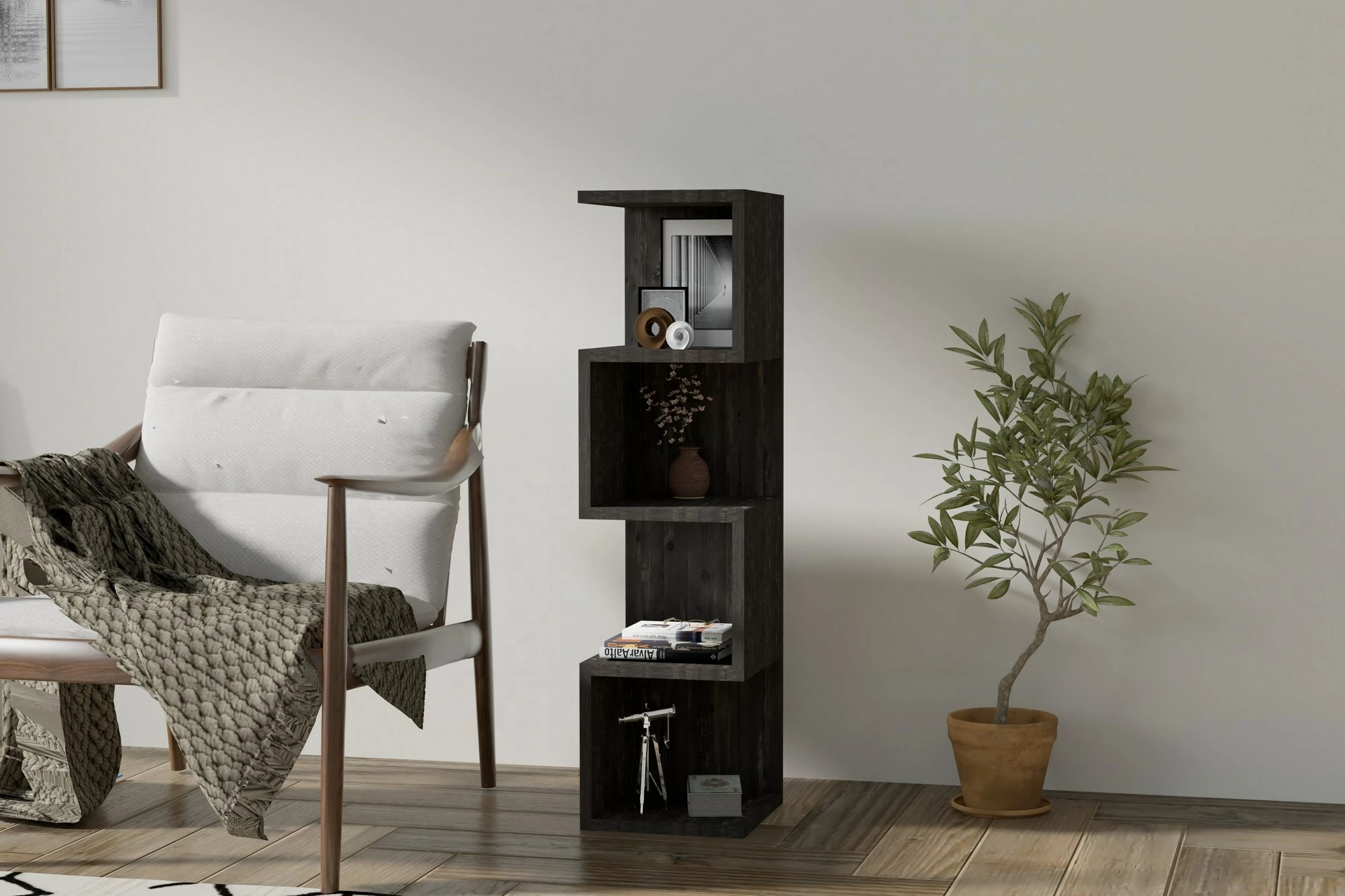 Raft librash Hanah Home, Alin, ngjyrë antracit