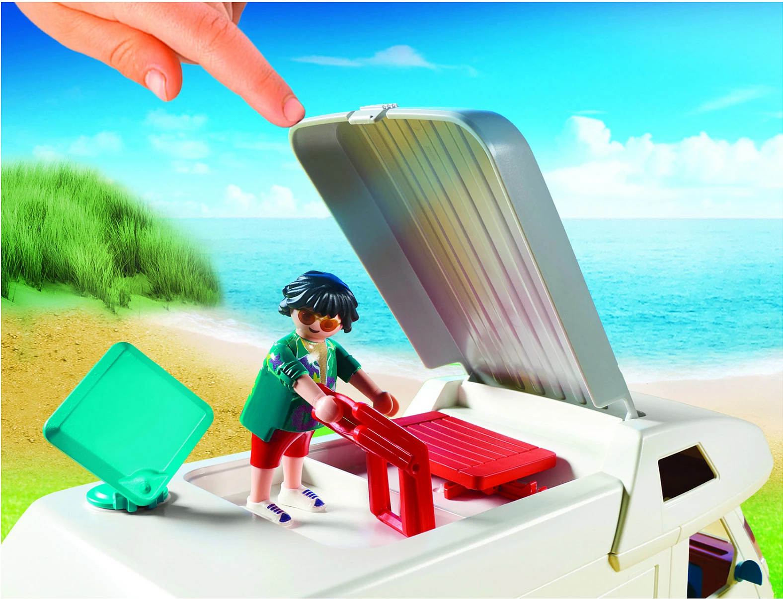 Set lodër Playmobil Family Fun 70088 Wohnmobil familjar, 58 pjesë, 4+, bardhë/tyrkiz