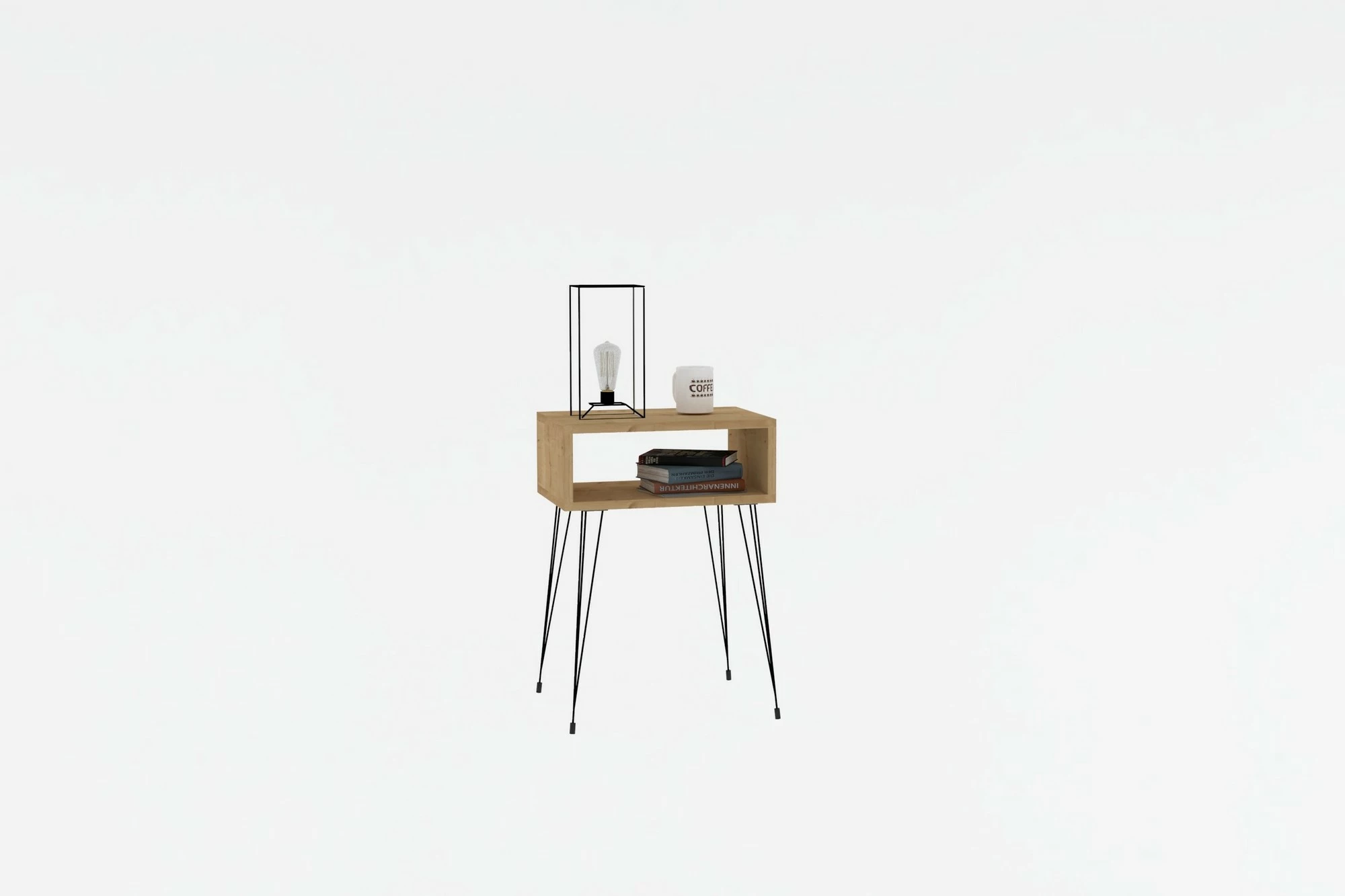 Komodinë Hanah Home Tenby, ngjyrë lisi dhe e zezë