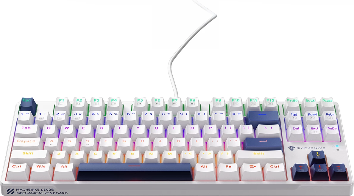 Tastierë mekanike gaming me kabllo Machenike K500B-B87 TKL 87 taste, Hot-Swap 3-pin Red Switch, LED backlight, e bardhë, set në kuti